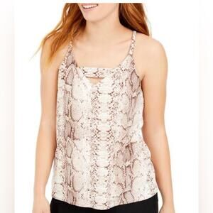 BAR III Women's Zip-Back Halter‎ Top Python Design Tan & Brown Size XL